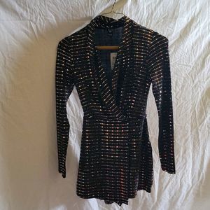 Skort sparkly black with gold